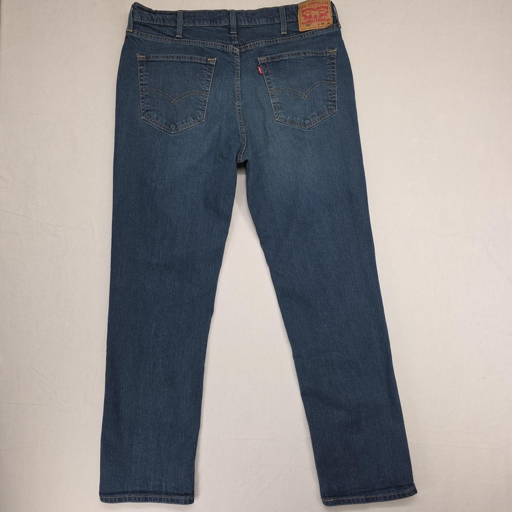 Levi's 541 Jeans Mens 38x34 Blue Athletic Taper Stretch Denim Medium Wash Casual - Picture 2 of 10